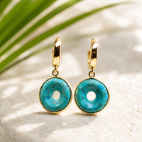 Time is a Healer Turquoise and Moonstone Huggie Hoops