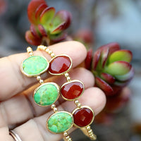 Cliffside Gold Bead Bracelet in Labradorite, Emerald, and Turquoise