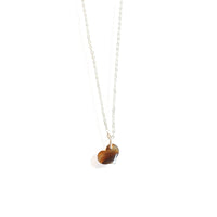 Agate Puffy Heart Charm Necklace - Chocolate and Steel
