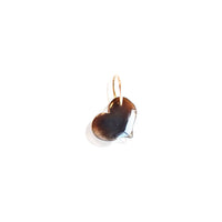 Agate Puffy Heart Charm Necklace - Chocolate and Steel
