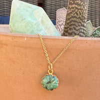 Bloom Carved Gemstone Flower Charm Necklace - Chocolate and Steel