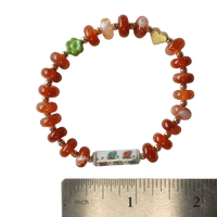 Blooming Love Red Agate Stretch Bracelet - Chocolate and Steel