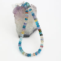 Blue Disco Mixed Gemstone Necklace - Chocolate and Steel