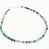 Blue Disco Mixed Gemstone Necklace - Chocolate and Steel