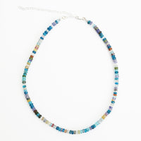 Blue Disco Mixed Gemstone Necklace - Chocolate and Steel