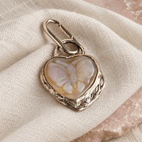 Butterfly Heart Opalized Fossil Pendant — Sterling Silver — One of a Kind - Chocolate and Steel