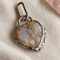 Butterfly Heart Opalized Fossil Pendant — Sterling Silver — One of a Kind - Chocolate and Steel