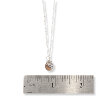 Button Gemstone Charm Necklace - Botswana Agate - Chocolate and Steel