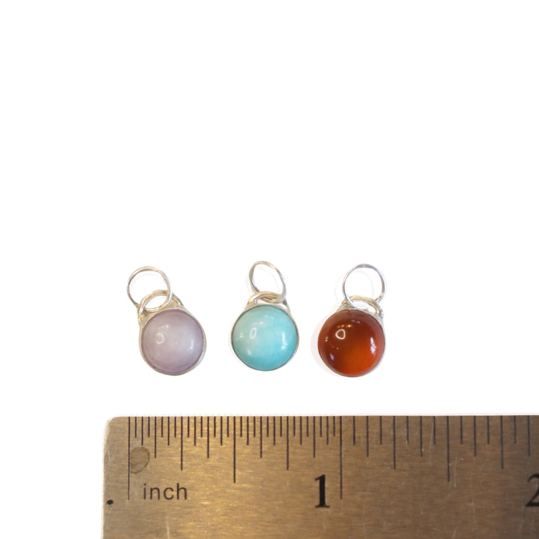 Button Gemstone Charm Necklace - Gumdrop Color Story - Chocolate and Steel