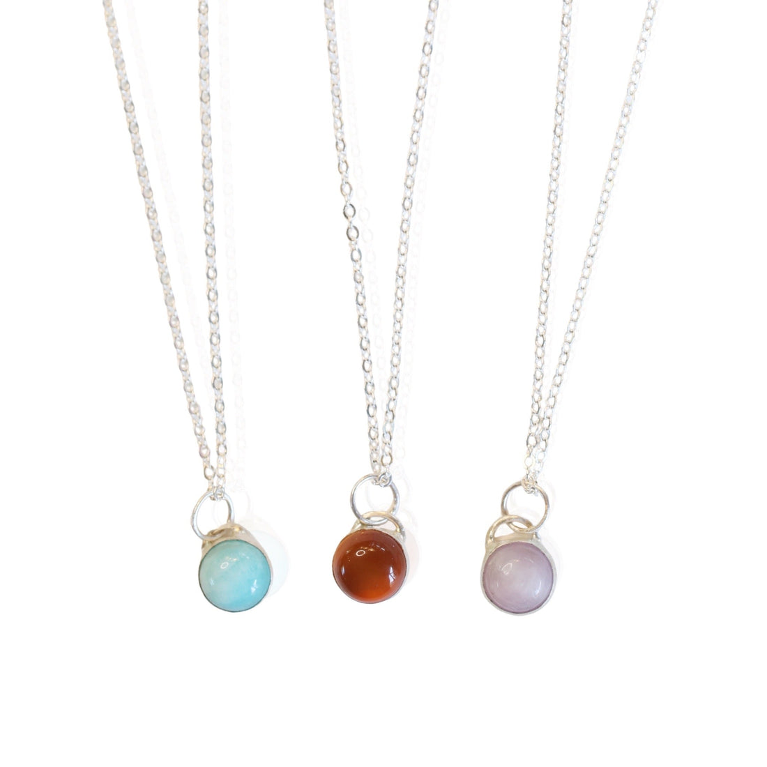 Button Gemstone Charm Necklace - Gumdrop Color Story - Chocolate and Steel
