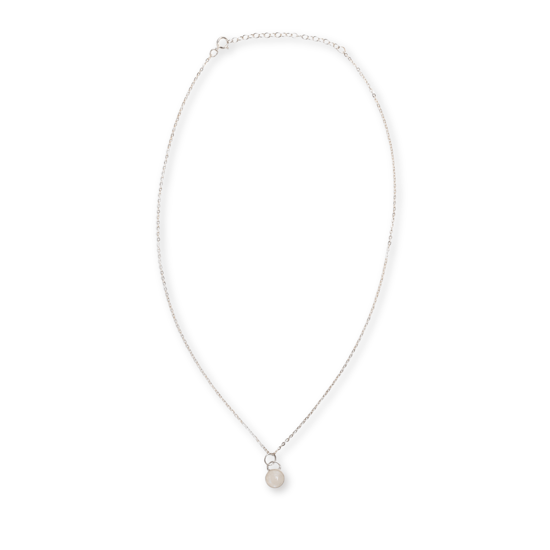 Button Gemstone Charm Necklace - Ocean Color Gemstones - Chocolate and Steel