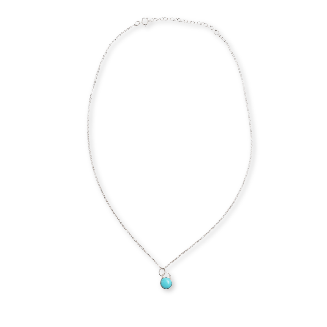 Button Gemstone Charm Necklace - Ocean Color Gemstones - Chocolate and Steel