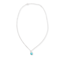 Button Gemstone Charm Necklace - Ocean Color Gemstones - Chocolate and Steel