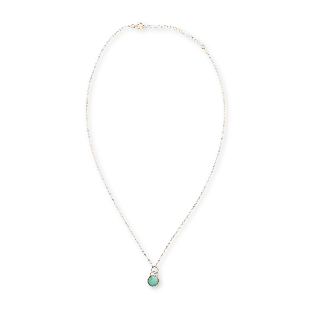 Button Gemstone Charm Necklace - Ocean Color Gemstones - Chocolate and Steel