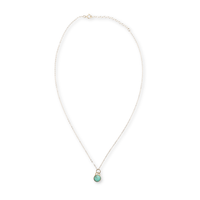 Button Gemstone Charm Necklace - Ocean Color Gemstones - Chocolate and Steel