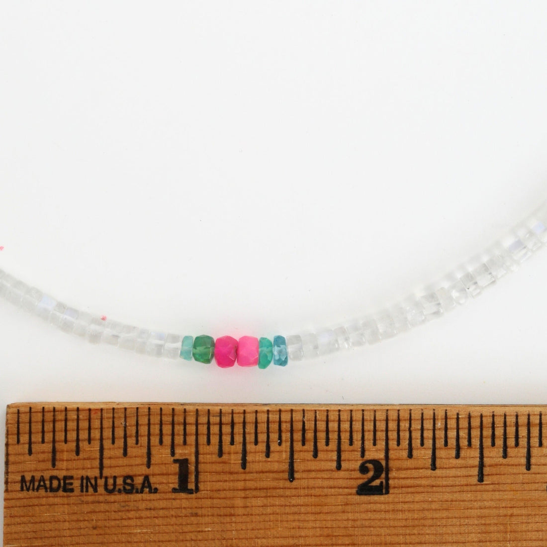 Calhoun Moonstone Striped Opal Beaded Necklace - Chocolate and Steel