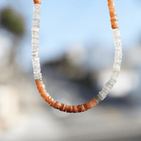 Candy Necklace - Peach and Grey Quartz Heishi necklace - Chocolate and Steel