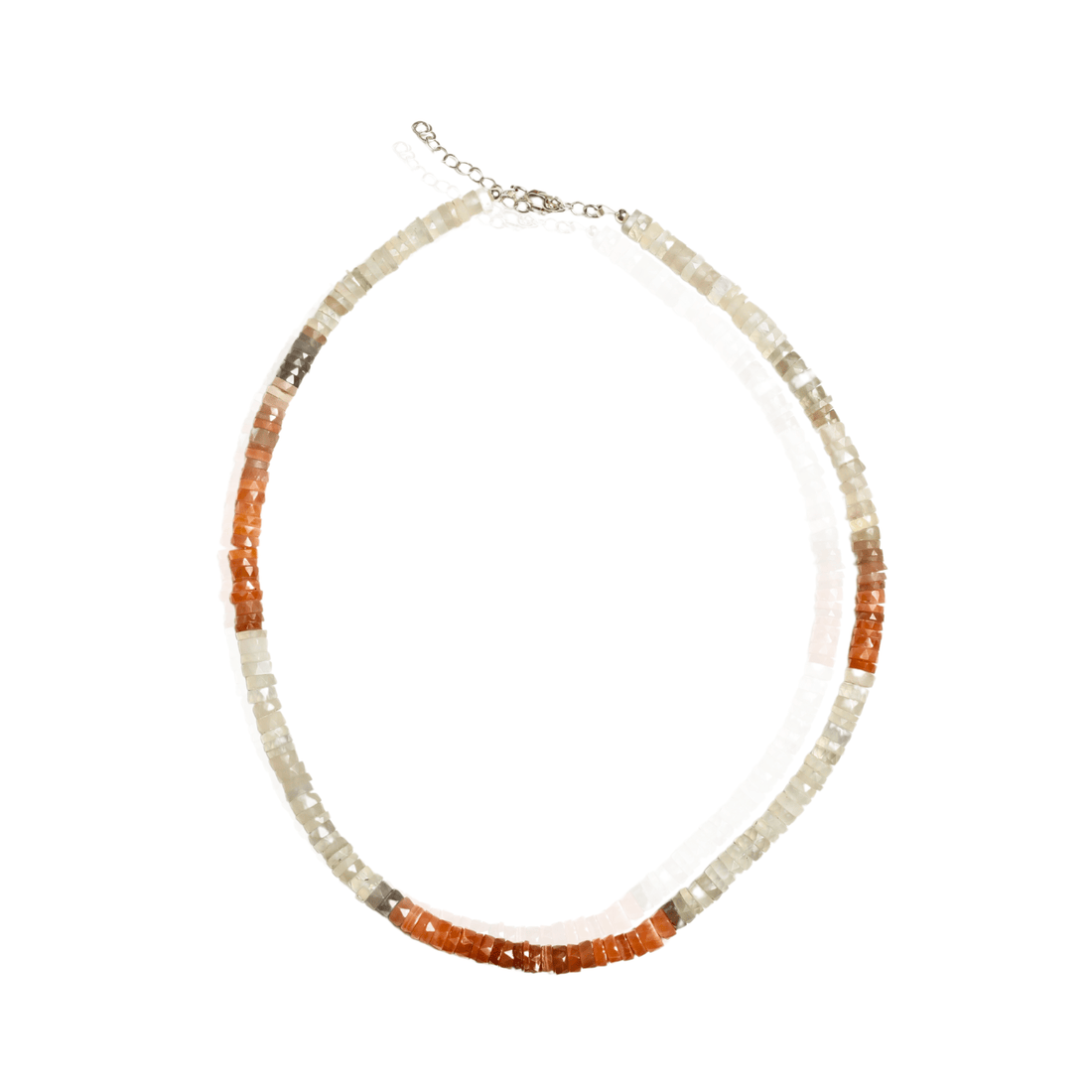 Candy Necklace - Peach and Grey Quartz Heishi necklace - Chocolate and Steel