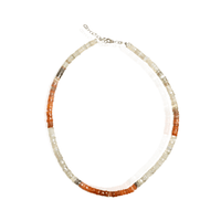 Candy Necklace - Peach and Grey Quartz Heishi necklace - Chocolate and Steel