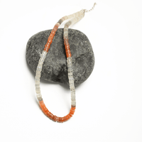 Candy Necklace - Peach and Grey Quartz Heishi necklace - Chocolate and Steel