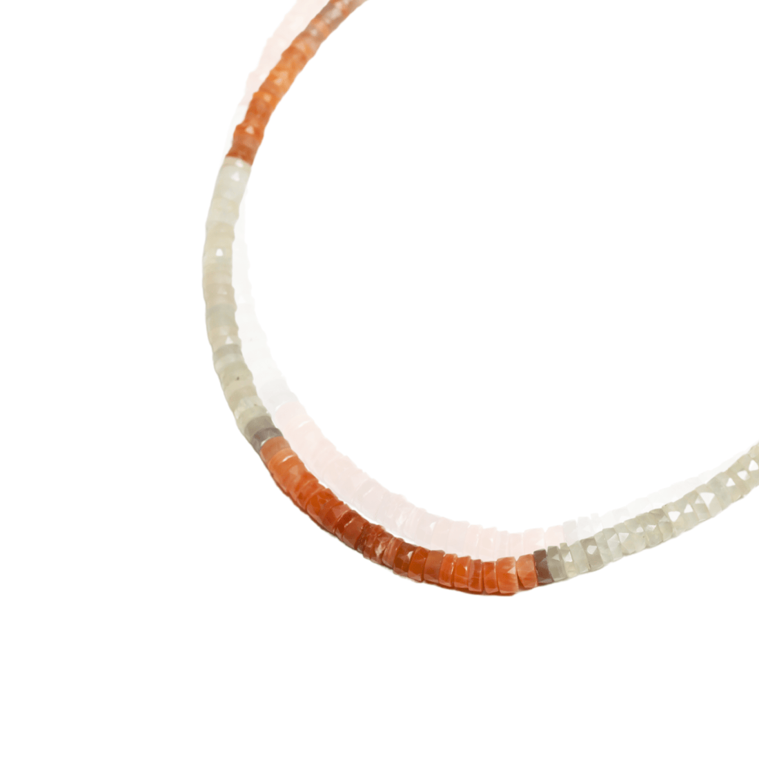 Candy Necklace - Peach and Grey Quartz Heishi necklace - Chocolate and Steel