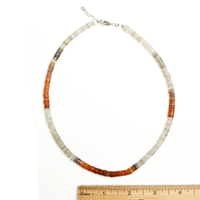 Candy Necklace - Peach and Grey Quartz Heishi necklace - Chocolate and Steel