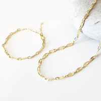 Chunky Flat - Dapped Chain Bracelet - Chocolate and Steel