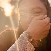 Cliffside Gold Bead Bracelet with Labradorite and Turquoise - Chocolate and Steel