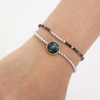 Clifftide Ruby Zoisite Bracelet - Chocolate and Steel