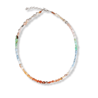 Cobblestone Rainbow Road of Opals Necklace - Chocolate and Steel
