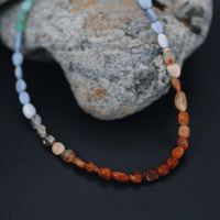 Cobblestone Rainbow Road of Opals Necklace - Chocolate and Steel