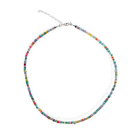 Confetti Opals Necklace - Bright Rainbow Opals - Chocolate and Steel
