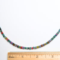 Confetti Opals Necklace - Bright Rainbow Opals - Chocolate and Steel