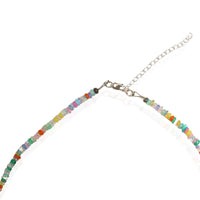 Confetti Opals Necklace - Bright Rainbow Opals - Chocolate and Steel