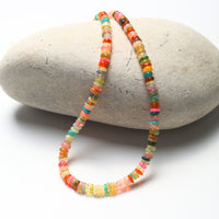 Confetti Opals Necklace - Warm Rainbow Opals - Chocolate and Steel