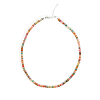 Confetti Opals Necklace - Warm Rainbow Opals - Chocolate and Steel