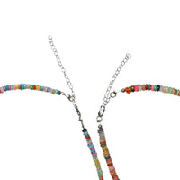 Confetti Opals Necklace - Warm Rainbow Opals - Chocolate and Steel
