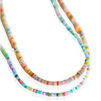 Confetti Opals Necklace - Warm Rainbow Opals - Chocolate and Steel