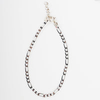 Delicate Figaro Chain Bracelet - Chocolate and Steel