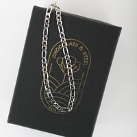Delicate Figaro Chain Bracelet - Chocolate and Steel