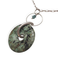 Desert Snake with Blue Diamond Necklace - Wisdom Necklace - Chocolate and Steel