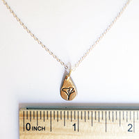 Drop of California Love - hummingbird, california poppy, heart charm necklace - Chocolate and Steel
