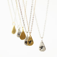 Drop of California Love - hummingbird, california poppy, heart charm necklace - Chocolate and Steel