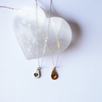 Drop of California Love - hummingbird, california poppy, heart charm necklace - Chocolate and Steel