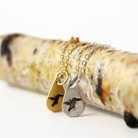 Drop of California Love - hummingbird, california poppy, heart charm necklace - Chocolate and Steel