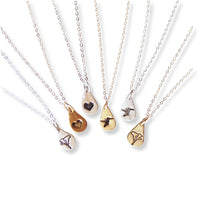 Drop of California Love - hummingbird, california poppy, heart charm necklace - Chocolate and Steel