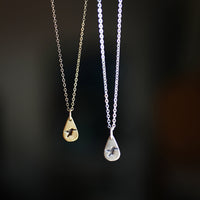 Drop of California Love - hummingbird, california poppy, heart charm necklace - Chocolate and Steel