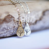 Drop of California Love - hummingbird, california poppy, heart charm necklace - Chocolate and Steel