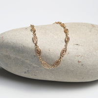 Filigree Heart Chain Bracelet – 14k Gold Fill - Chocolate and Steel