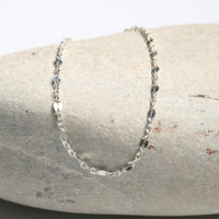 Flat Dapped Chain Bracelet - Sterling Silver - Chocolate and Steel